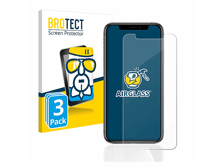 BROTECT 3x Airglass klare Schutzfolie(für Apple Xs) iPhone