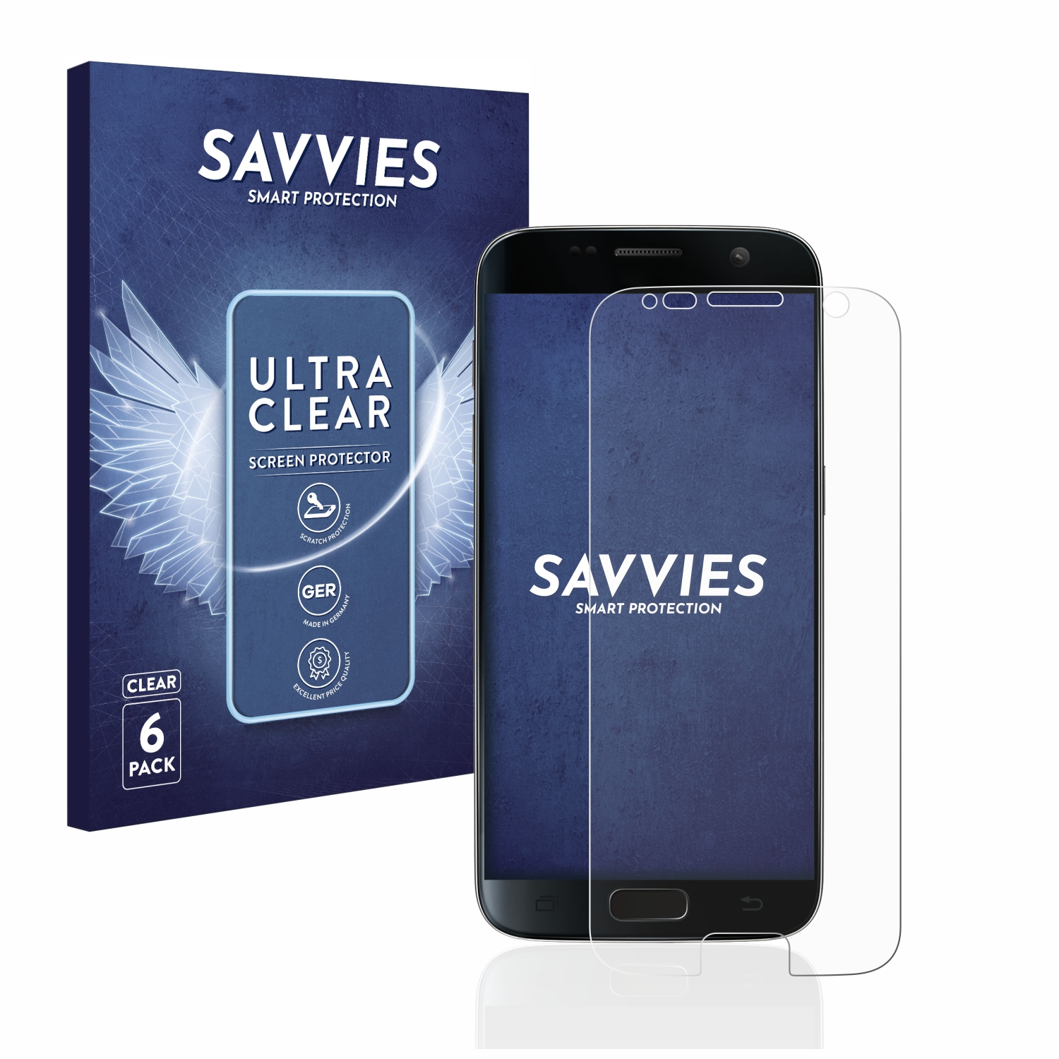 SAVVIES 6x klare Schutzfolie(für Galaxy Samsung S7)