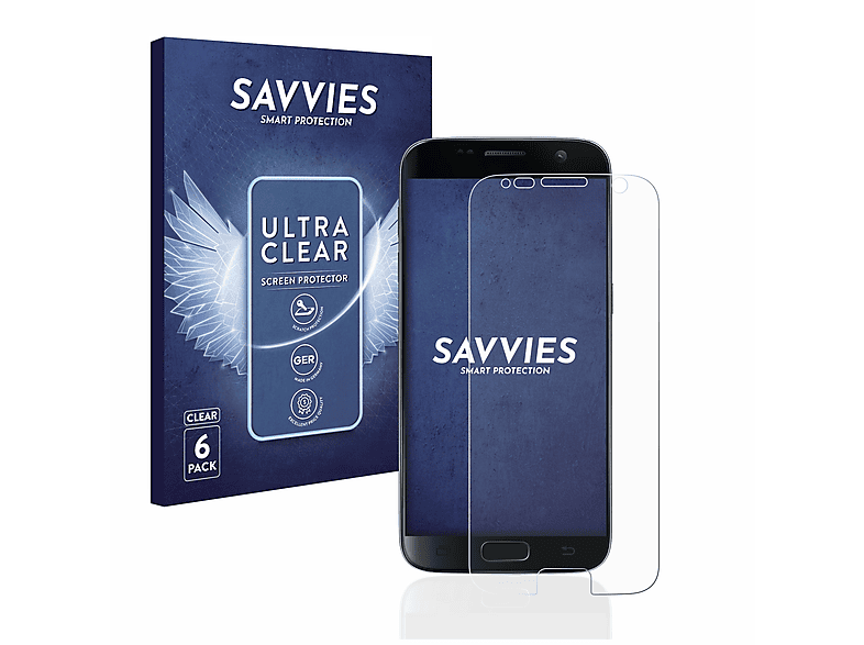 SAVVIES 6x klare Schutzfolie(für Samsung Galaxy S7)