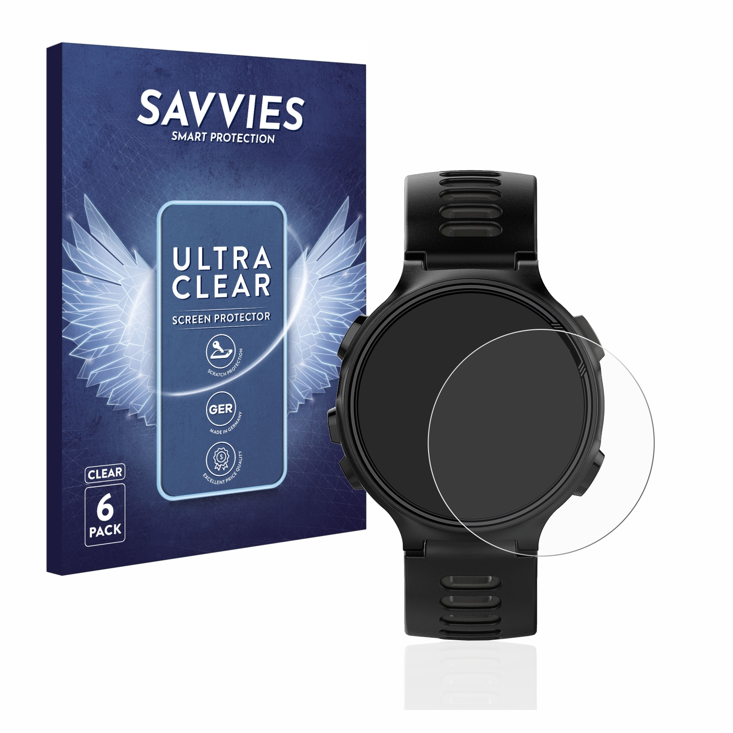 SAVVIES 6x klare Schutzfolie(für Garmin 735XT) Forerunner