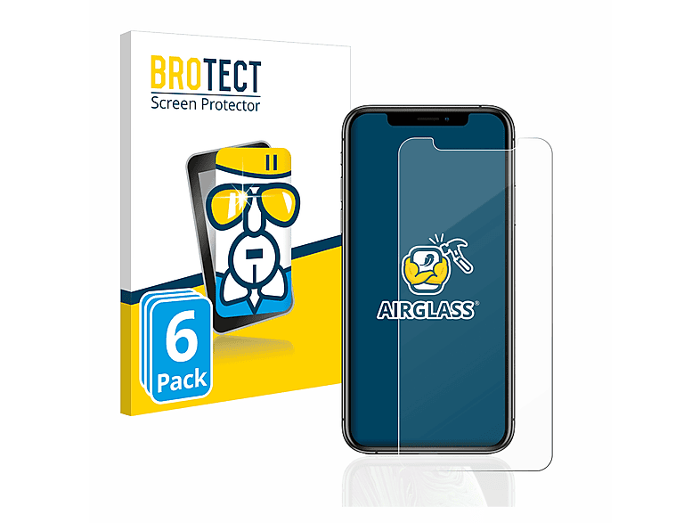 BROTECT 6x Airglass klare Schutzfolie(für Apple iPhone Xs)
