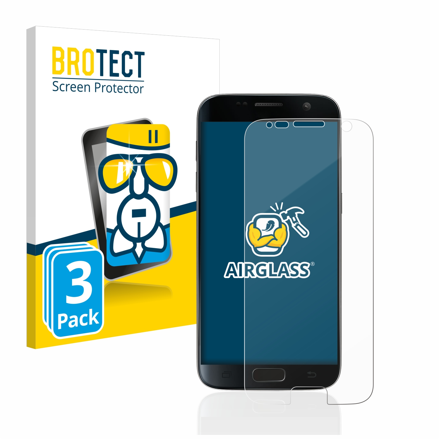 Samsung Galaxy BROTECT 3x S7) Airglass Schutzfolie(für klare