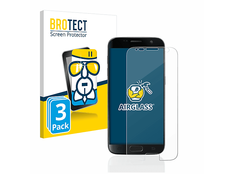 Samsung Galaxy BROTECT 3x S7) Airglass Schutzfolie(für klare