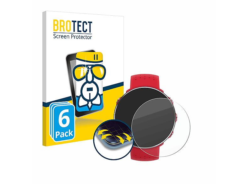 BROTECT 6x Schutzglas Panzer Folie Glas klar Schutzfolie (für Polar Vantage M)
