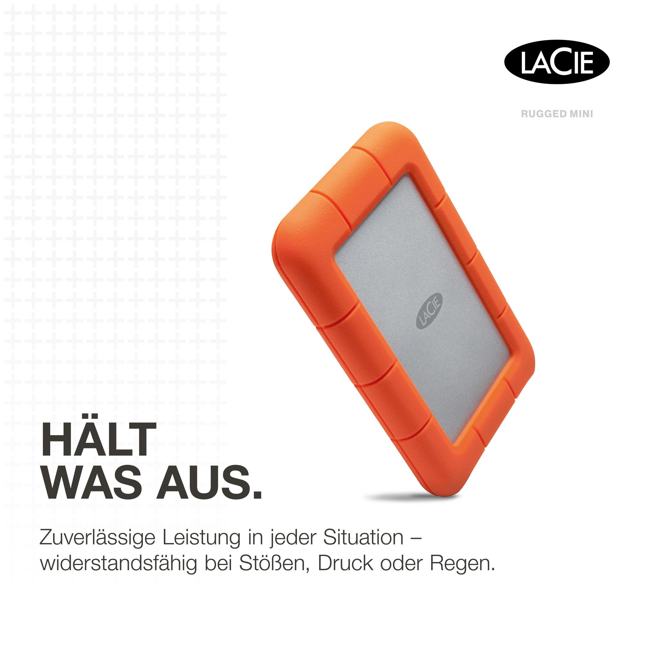 Pomarańczowy i szary zewnętrzny dysk twardy z logo LaCie.