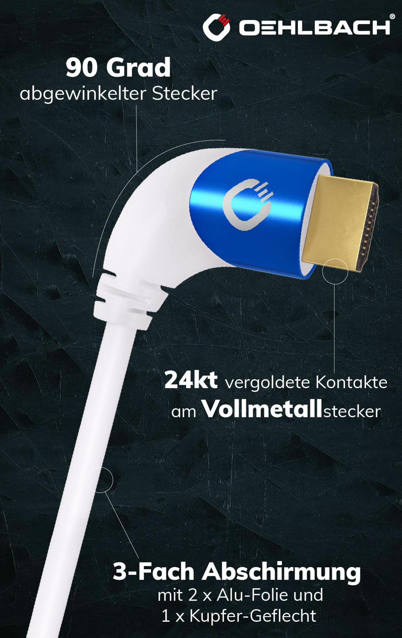 HDMI-Kabel mit blau-weißem Kopf und Text zu den Eigenschaften.