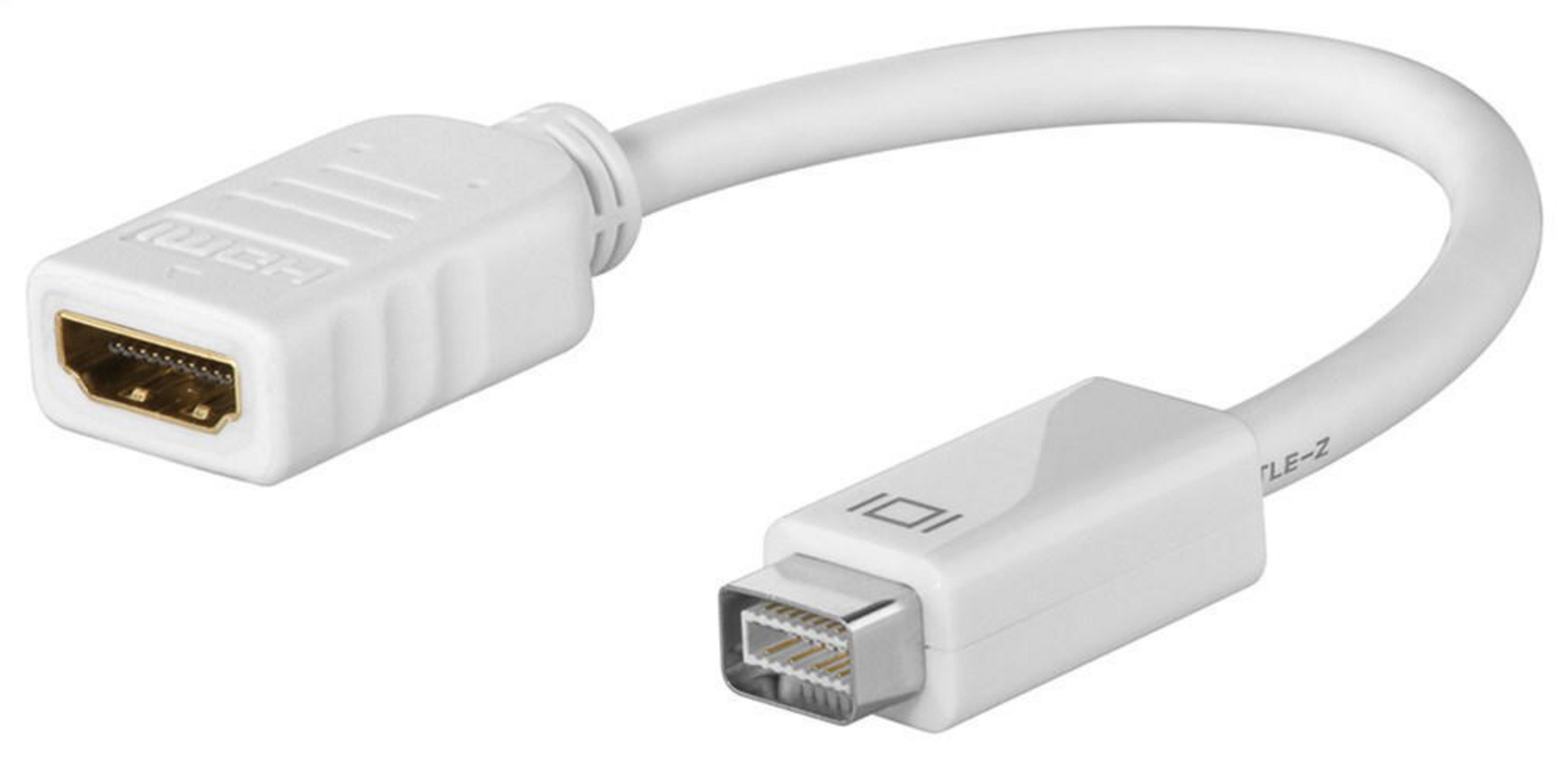 Cavo adattatore bianco da HDMI a DVI, su sfondo bianco.