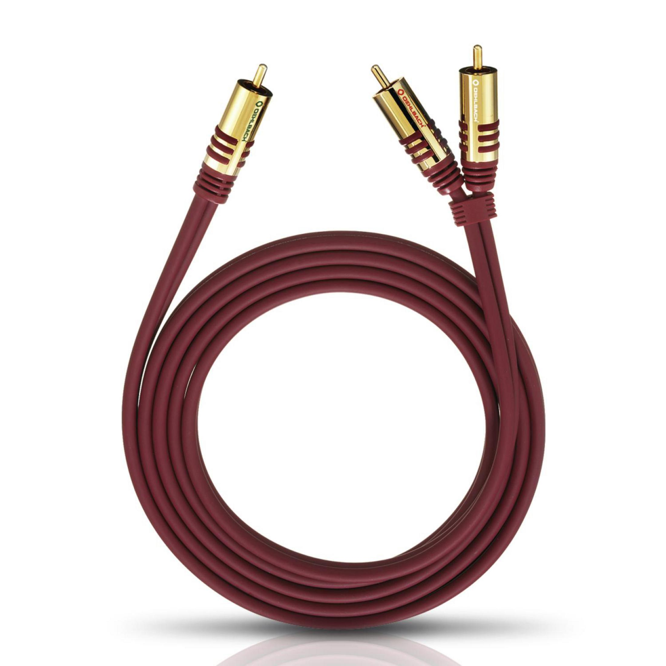 Rote und goldfarbene Cinch-Kabel. Goldfarbene Stecker.