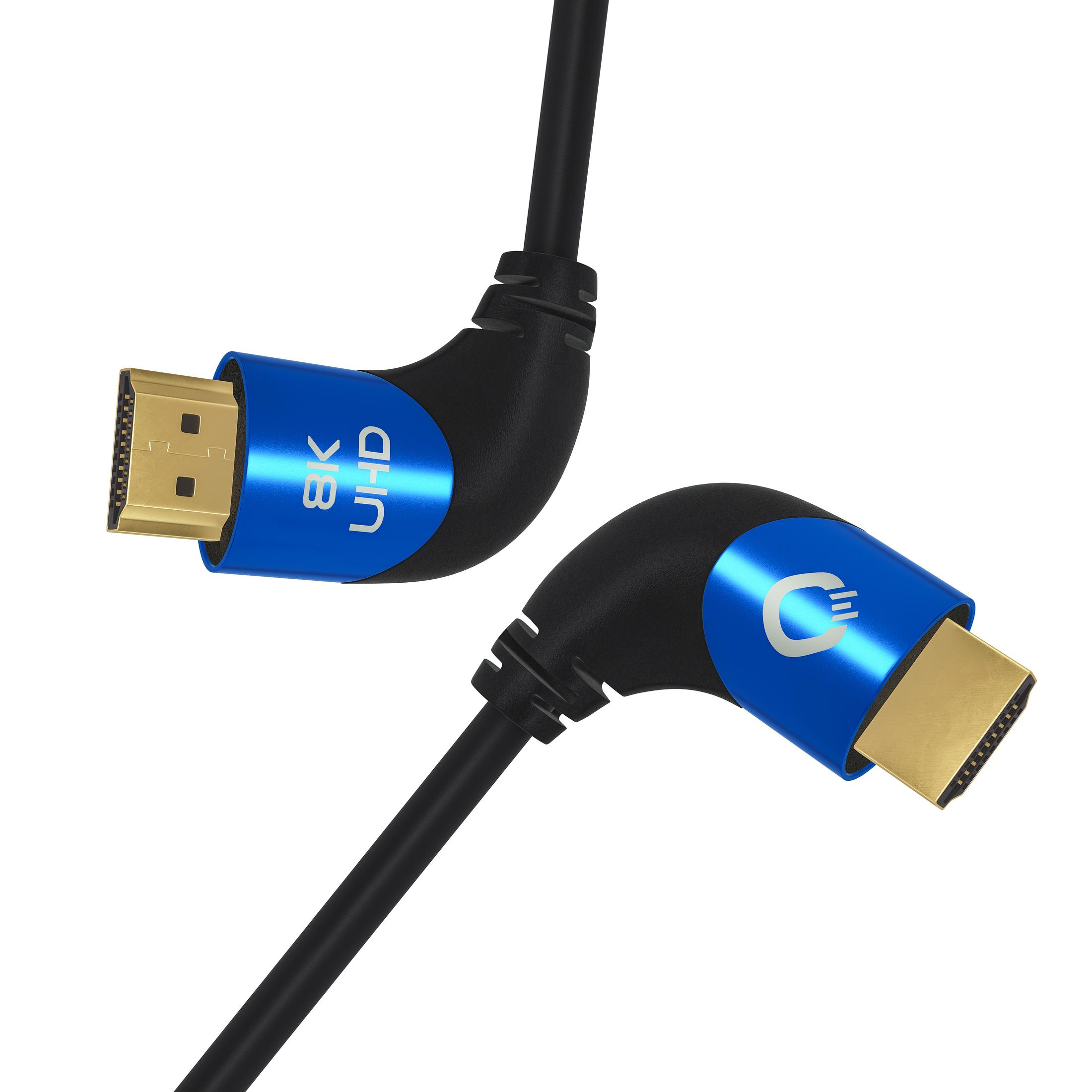 HDMI-Kabel mit blau akzentuierten Steckern, markiert mit '8K UHD'.