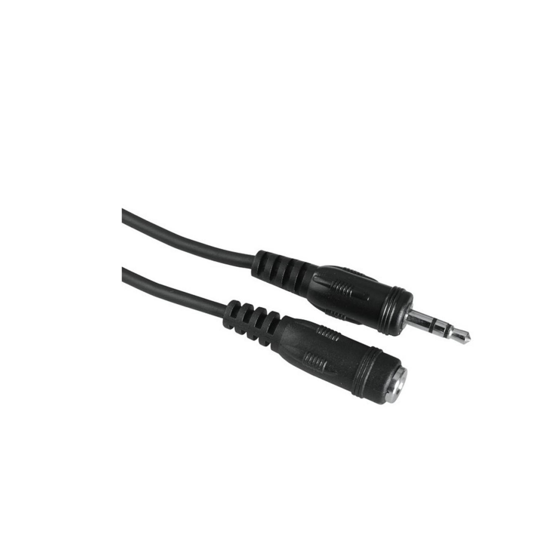 Schwarzes Audiokabel mit 3,5-mm-Klinke und 3,5-mm-Buchse.