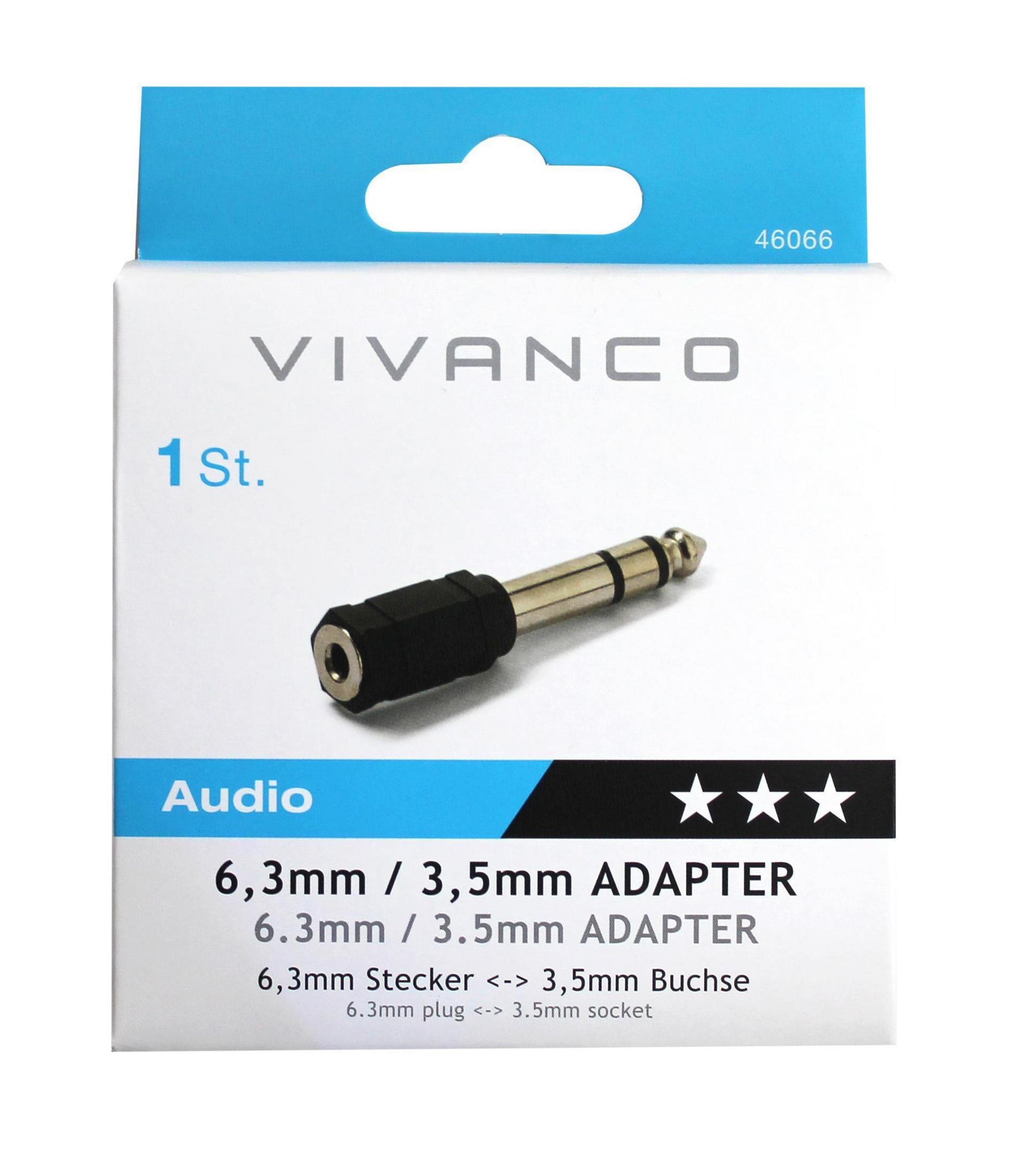 Adapter Klinken VIVANCO ST-3.5MMKUPPL, AUDIOADAP6.3MM 46066