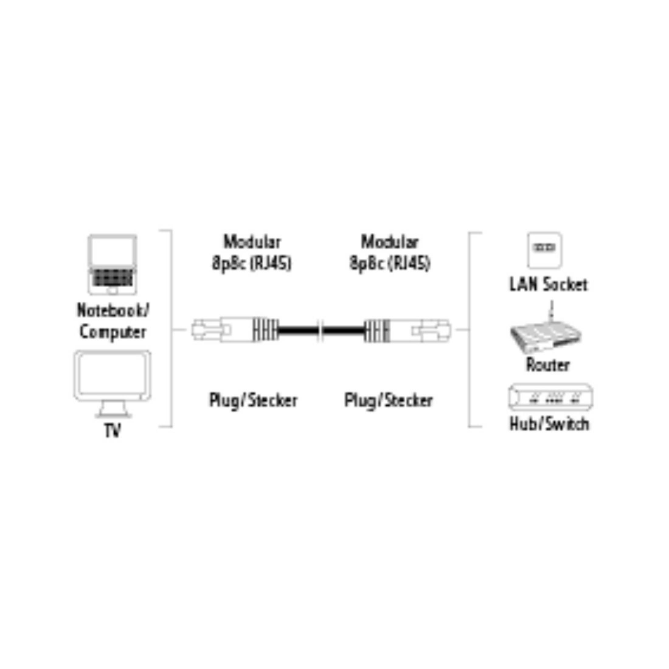 Diagramm einer Netzwerkverbindung zwischen Computer, Router und LAN-Buchse.