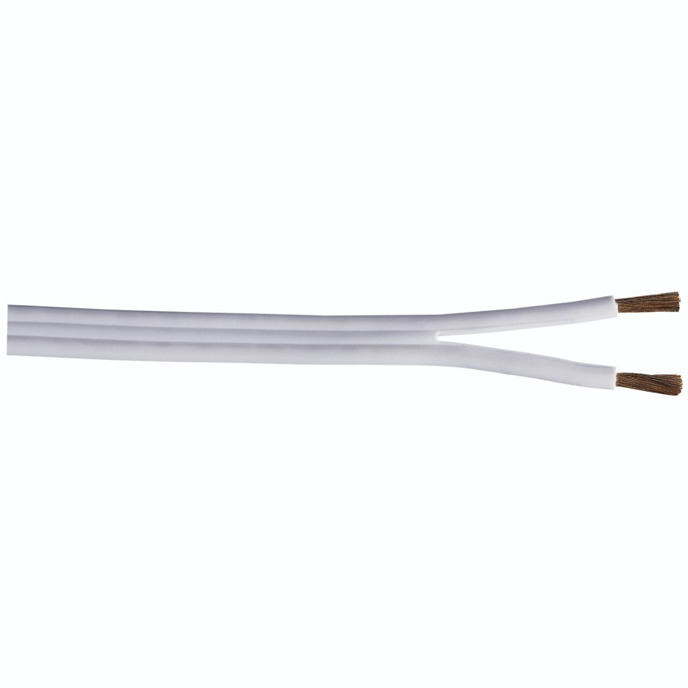 White electrical wire split into two sections, revealing copper strands.