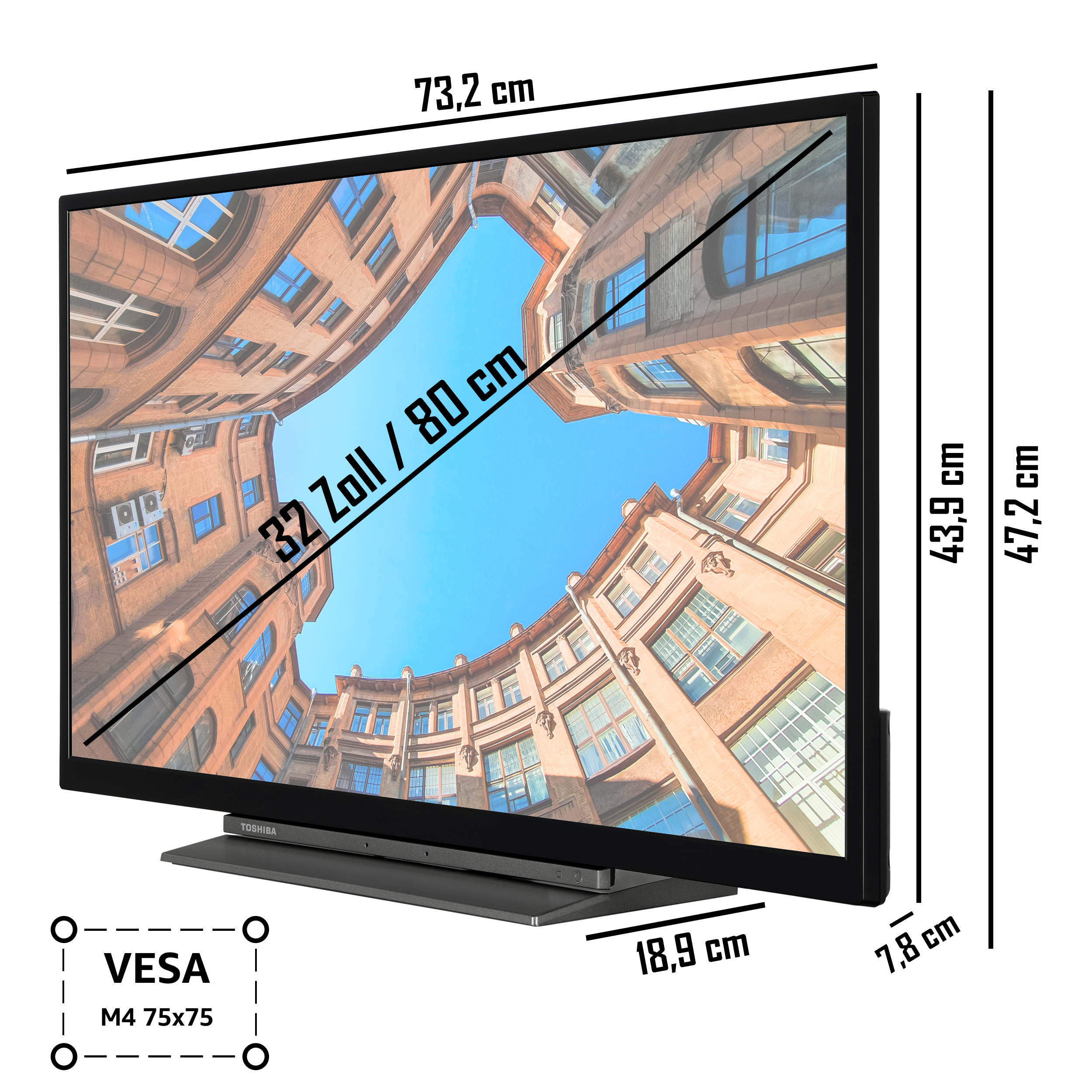 (Flat, 32 TV) 32LK3C63DAW TV SMART cm, LED TOSHIBA 80 / Full-HD, Zoll