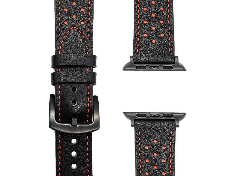 APFELBAND Lochmuster 42mm Ultra Watch SE, Schwarz Ersatzarmband, Lederarmband 2 1 45mm, | 44mm 9, / Series - Apple, Ultra, mit Series | und