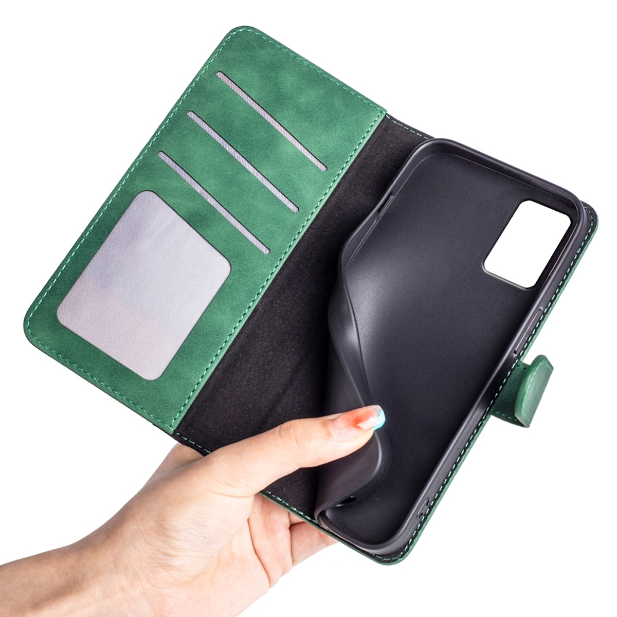 WIGENTO 2Color Design Tasche mit Kreditkarten G42, Fach, Motorola, Bookcover, Grün Moto