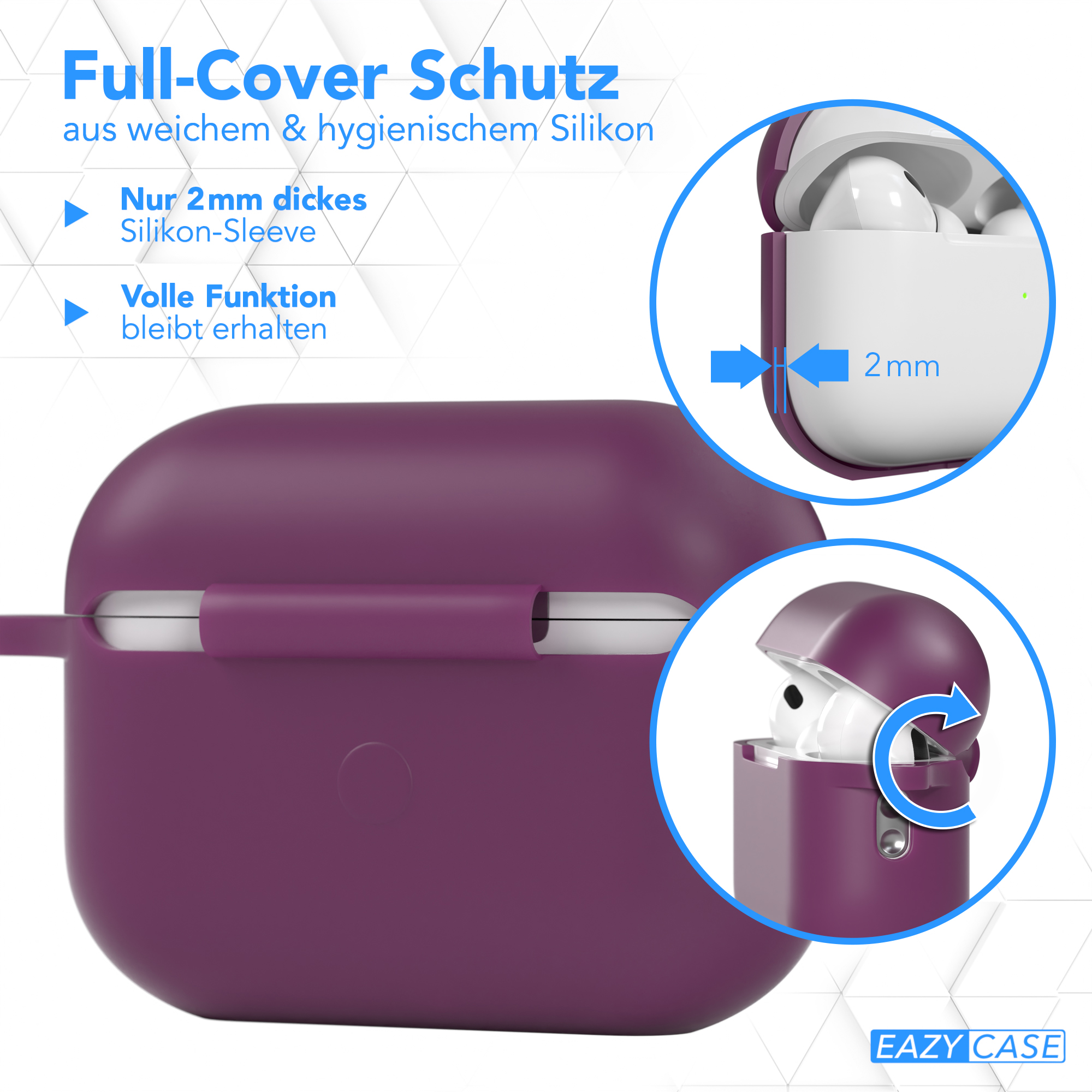 EAZY CASE AirPods 2 Rosegold Schutzhülle Lila Sleeve Apple passend Case Pro Silikon / für