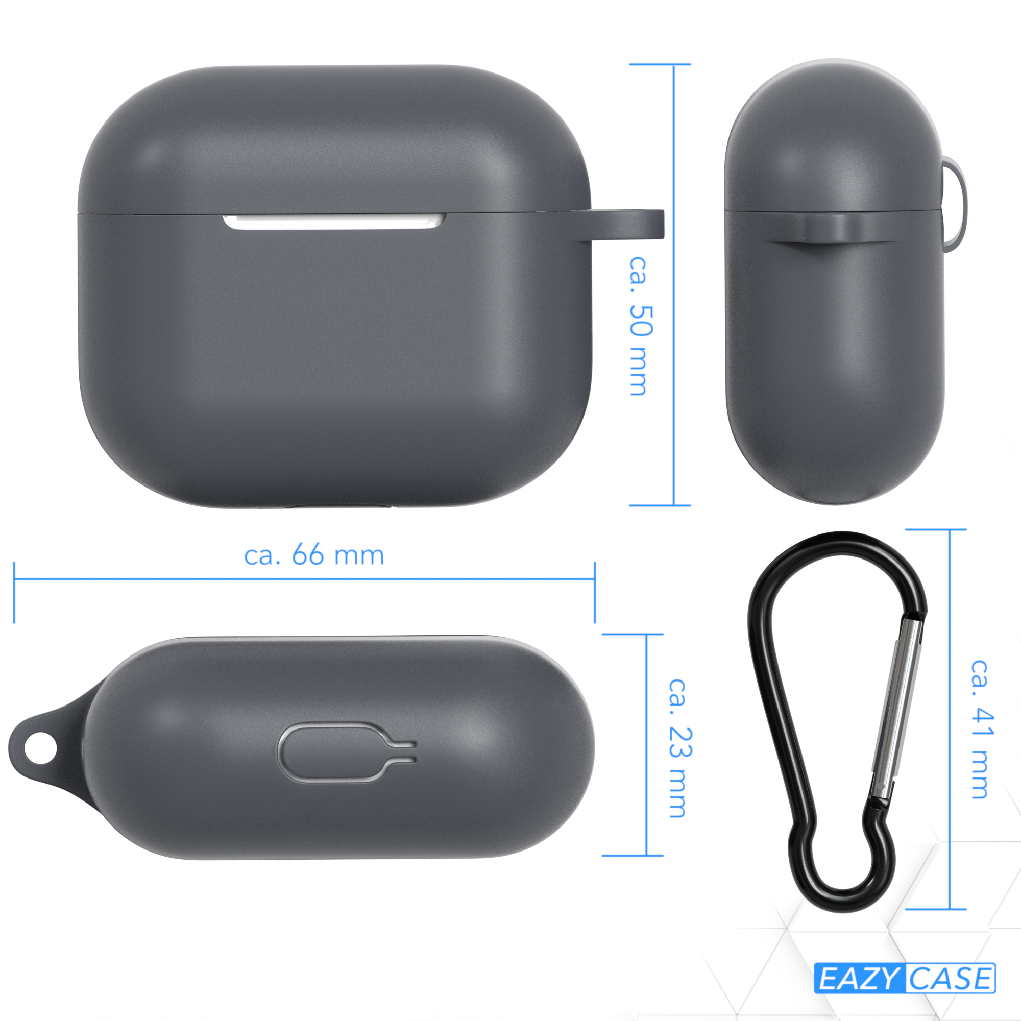 EAZY CASE AirPods Apple Case Schutzhülle Sleeve Grau Anthrazit Silikon 3 passend für