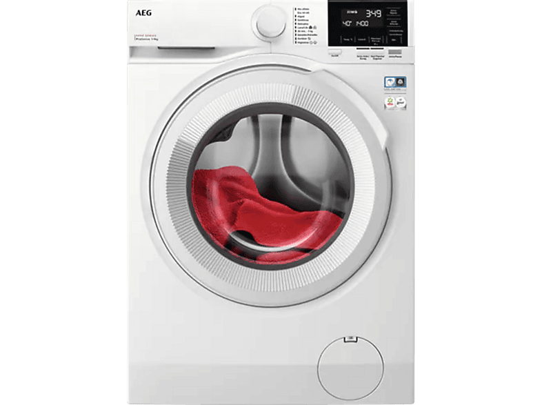 Lavadora carga frontal - AEG LFR6194O2B, 9 kg, 1,400 rpm, 10 programas, Blanco