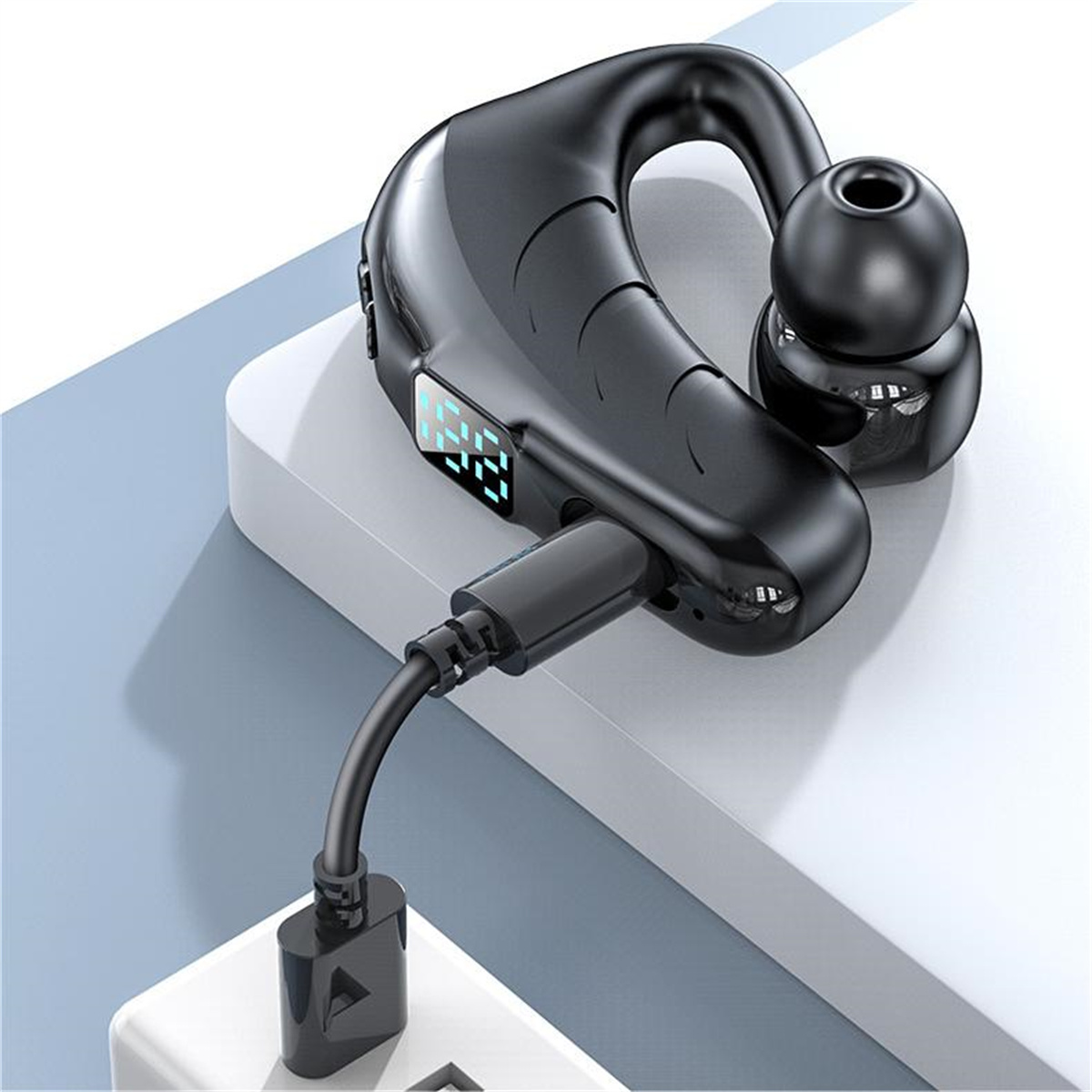 digitale Kopfhörer Bluetooth Bluetooth schwarz Schwarz Geschäftsmodell, On-ear Bluetooth SYNTEK Anzeige earloop Kopfhörer