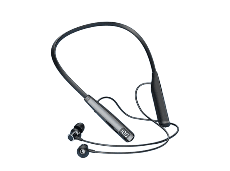 SYNTEK Bluetooth Kopfhörer schwarz Hals hängende drahtlose Kopfhörer, In-ear Bluetooth Kopfhörer Bluetooth Schwarz