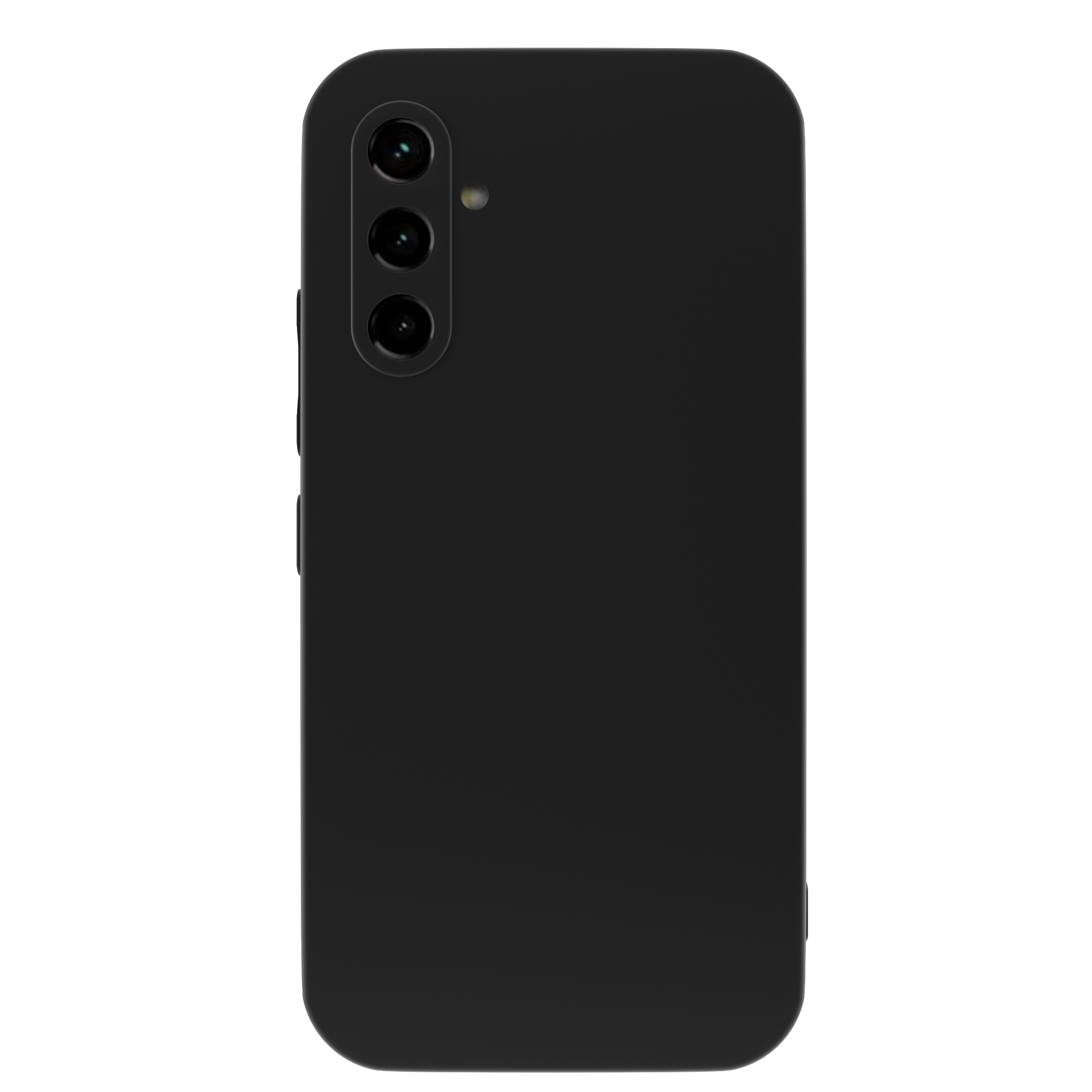 Retro telefono nero con tre fotocamere. Sfondo nero.