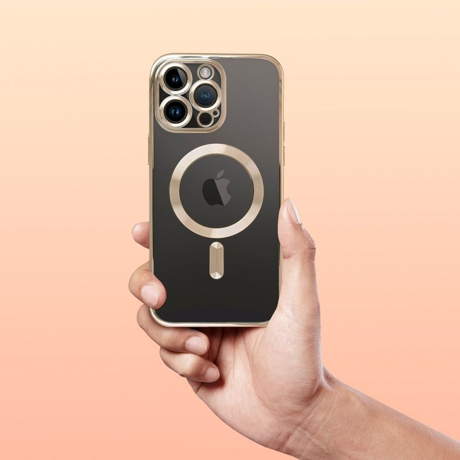 COFI MagSafe Hülle mit Gold Apple, Backcover, Kameraschutz, 14 Plus, iPhone