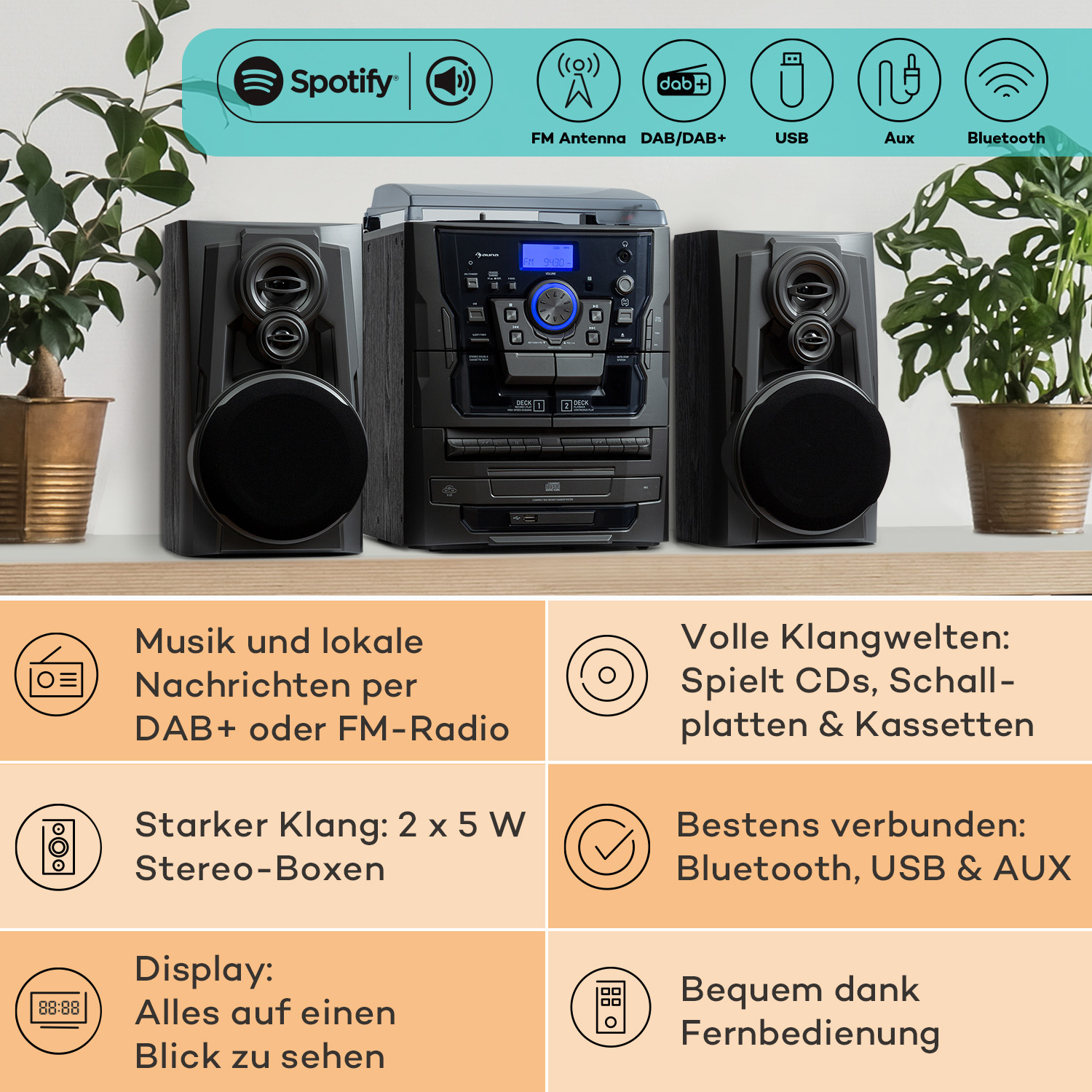 Micro AUNA DAB+ Franklin (Silber/schwarz) Stereosystem