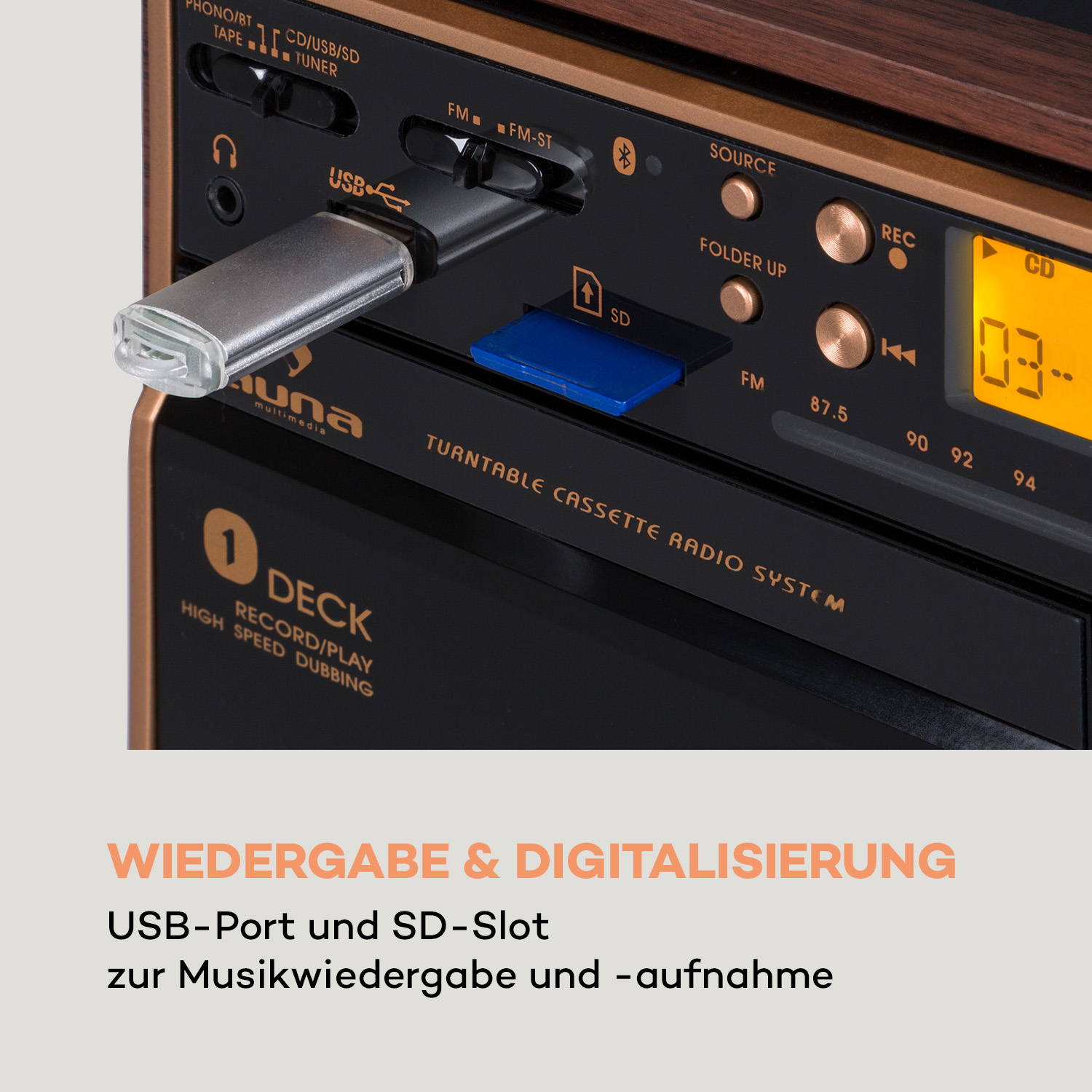 388-BT AUNA Stereosystem Wood Micro (Holz)