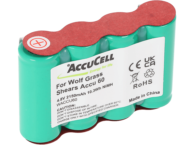 ACCUCELL Akku passend für Wolf NiMH Akku Gartengeräte-Akku, ACCU60, mAh 2150mAh 4,8 - Rasenschere 2150 NiMH Accu 60, Volt Nickel-Metallhydrid