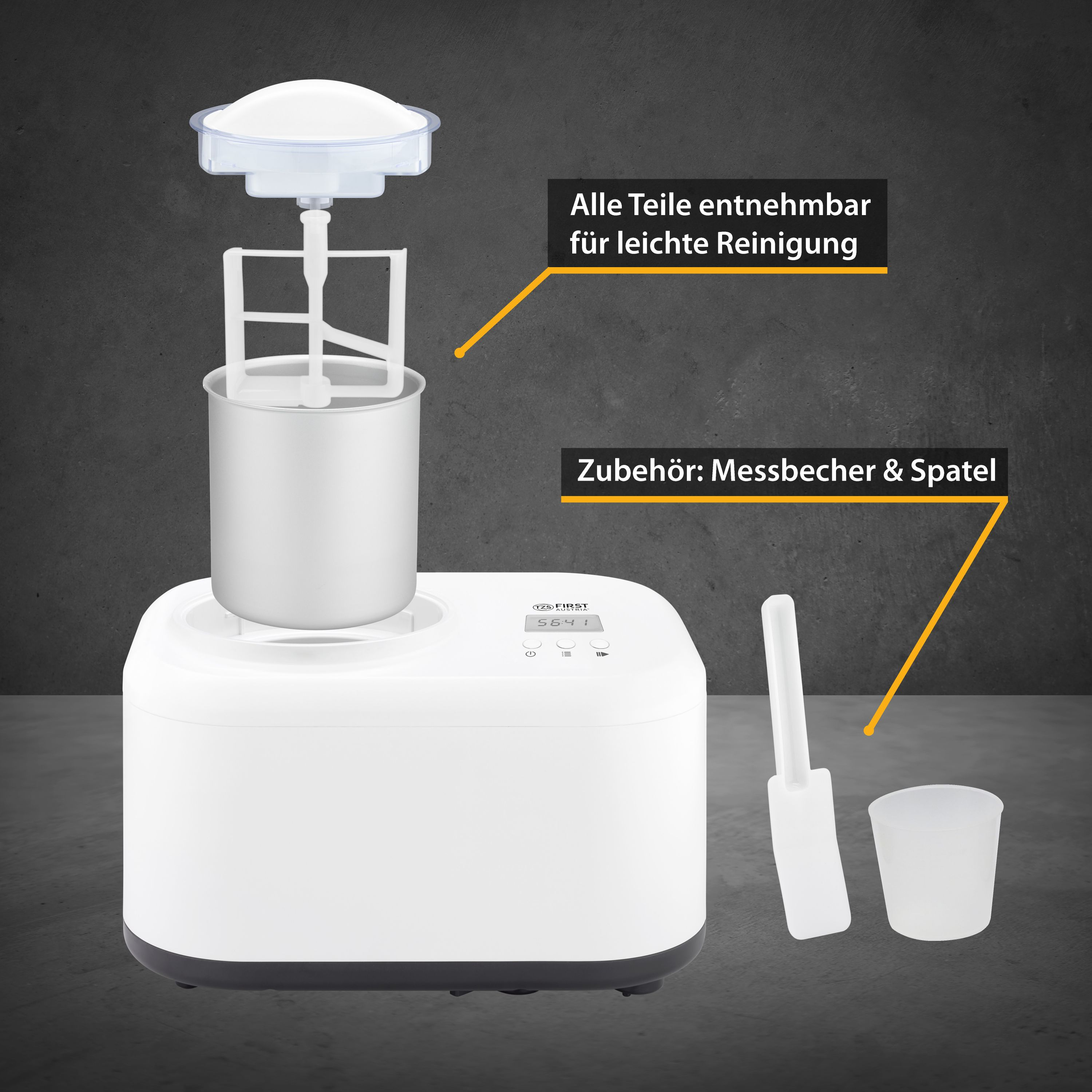 Joghurtbereiter Eismaschine & (100 TZS FA-5105 AUSTRIA FIRST Watt, Weiß)