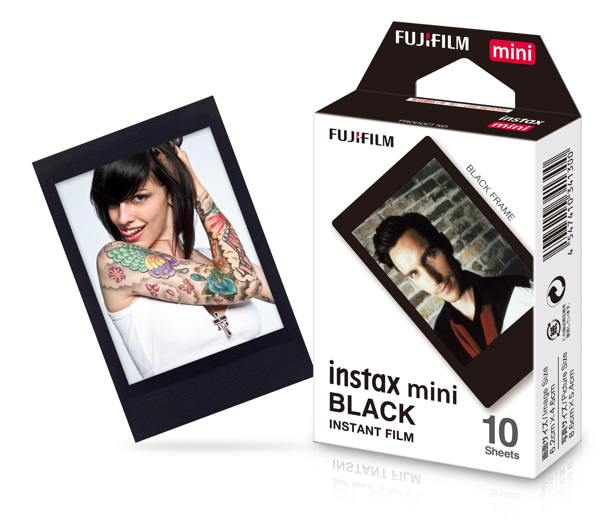 Zwei Fotos in schwarzen Rahmen mit einer Filmbox, eines mit einer Frau und eines mit einem Mann.