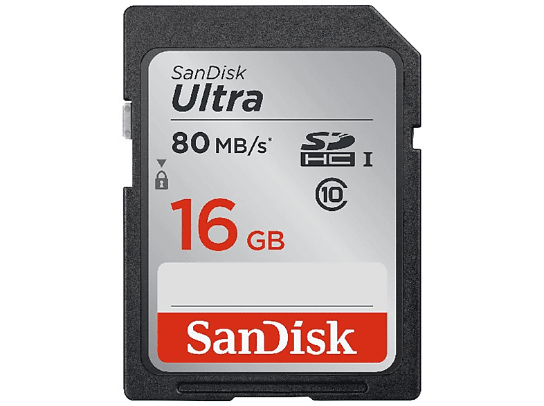 SANDISK SDSDUNC-016G-GN6IN SDHC ULTRA 16GB, SDHC Speicherkarte, 16 GB, 80 MB/s