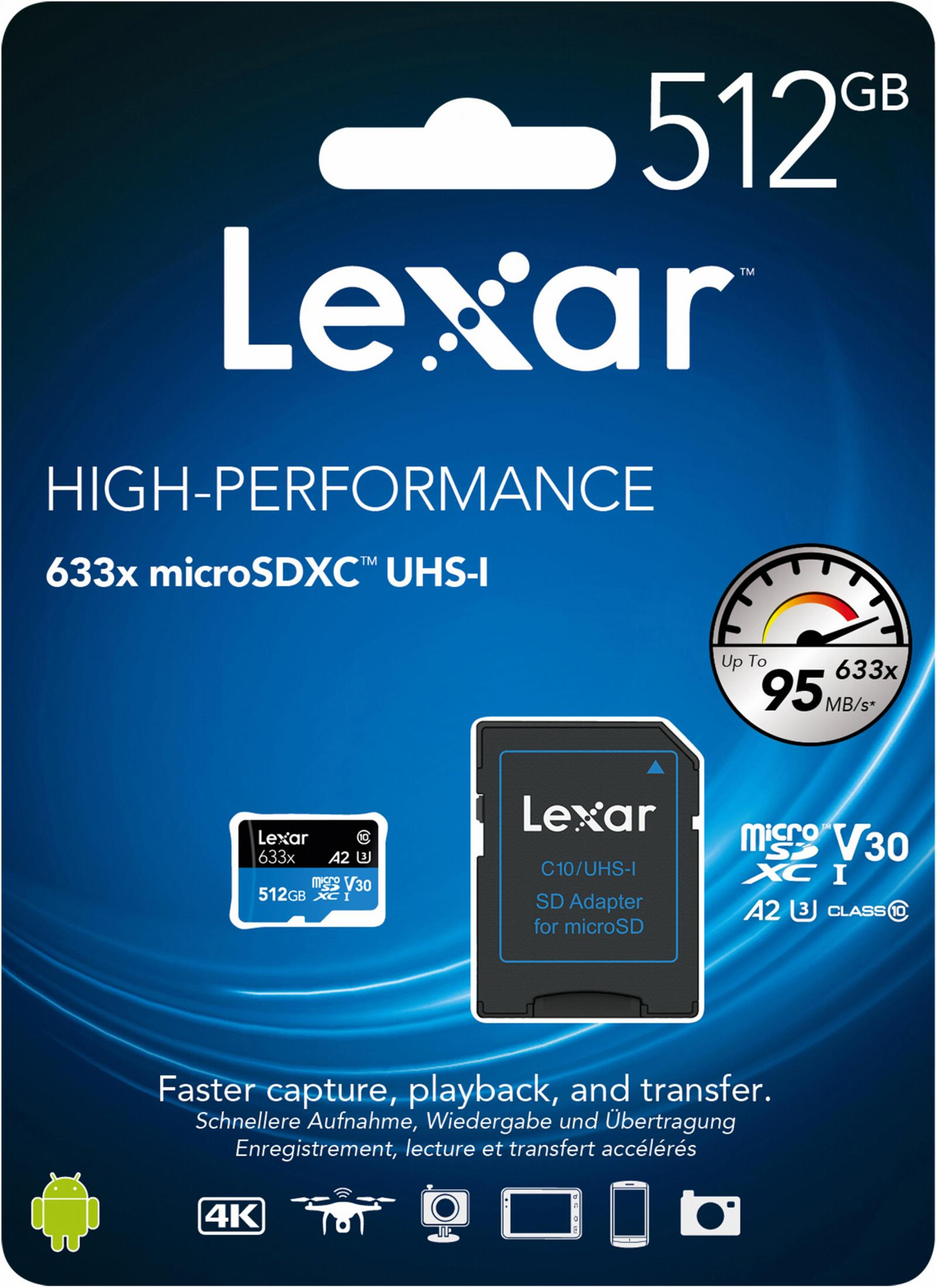 LEXAR LSDMI512BB633A 512GB MICROSDXC Speicherkarte, 512 UHS-I, GB, MB/s Micro-SDXC 100
