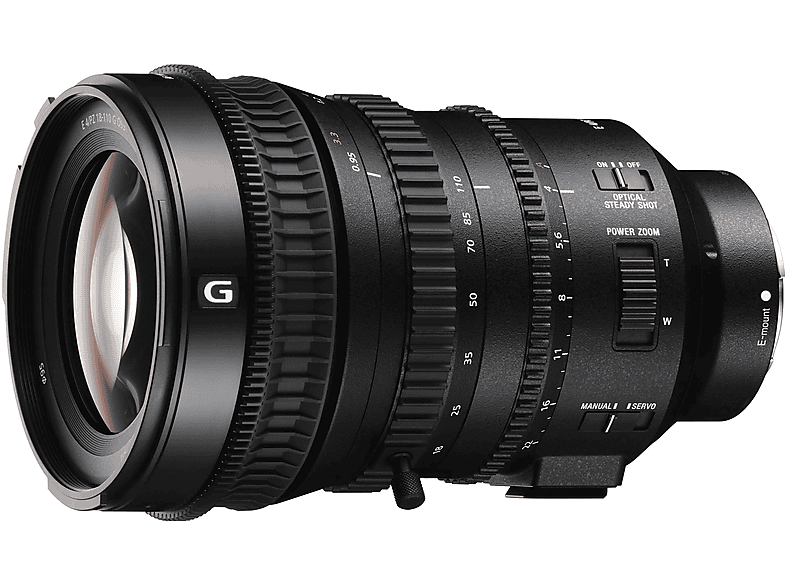 SONY SEL-P 18110 G 18-110MM (F4) FE POWERZOOM G-OBJEKTI 18 mm - 110 mm f/4.0 G-Lens, OSS, Circulare Blende, DMR (Objektiv für Sony E-Mount, Schwarz)