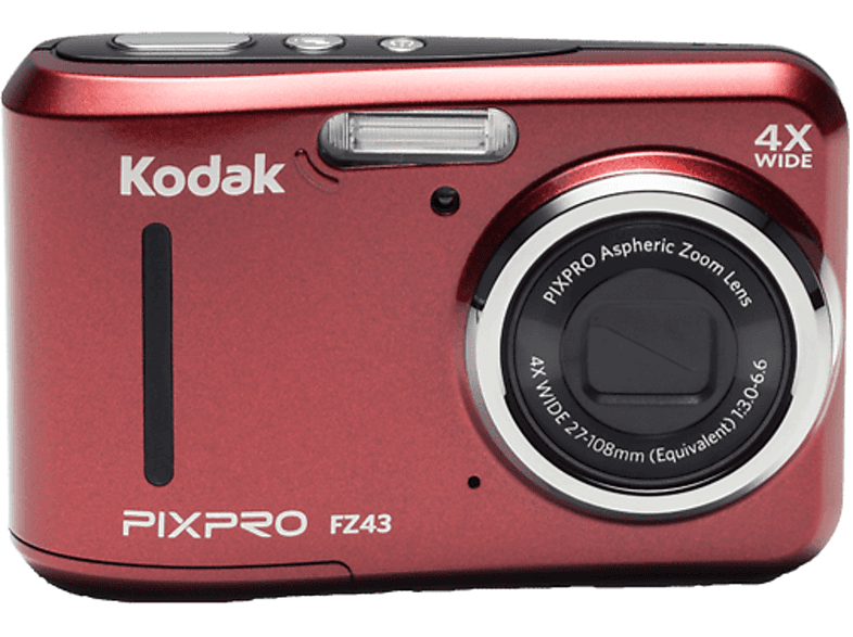 Digitalkamera PIXPRO Zoom, FZ-43-RED KODAK 16 ROT opt. - MP, Rot, FZ-43 4x LCD-