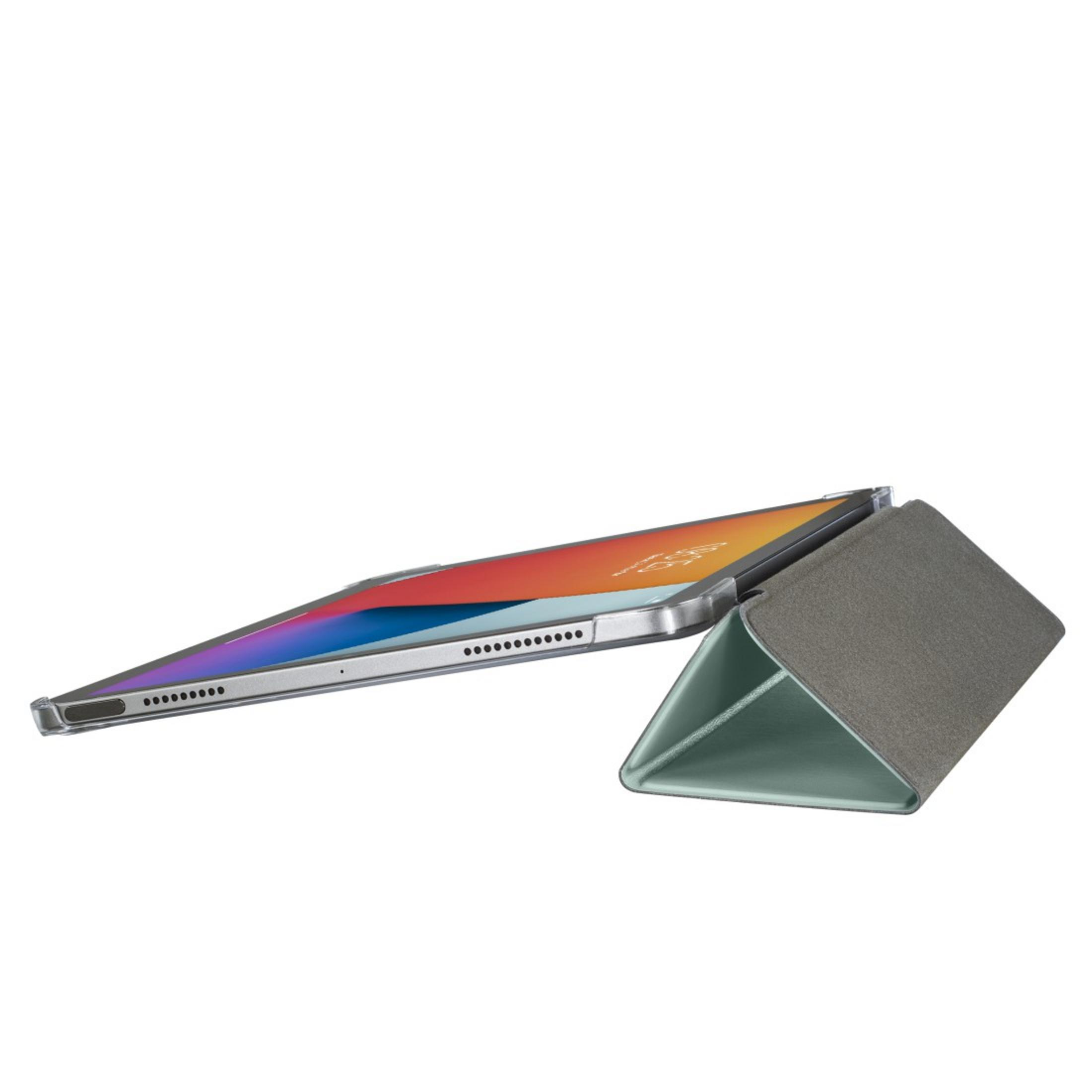 Ein Tablet in einer Hülle. Die Hülle ist grau und kann zum Aufstellen des Tablets gefaltet werden.