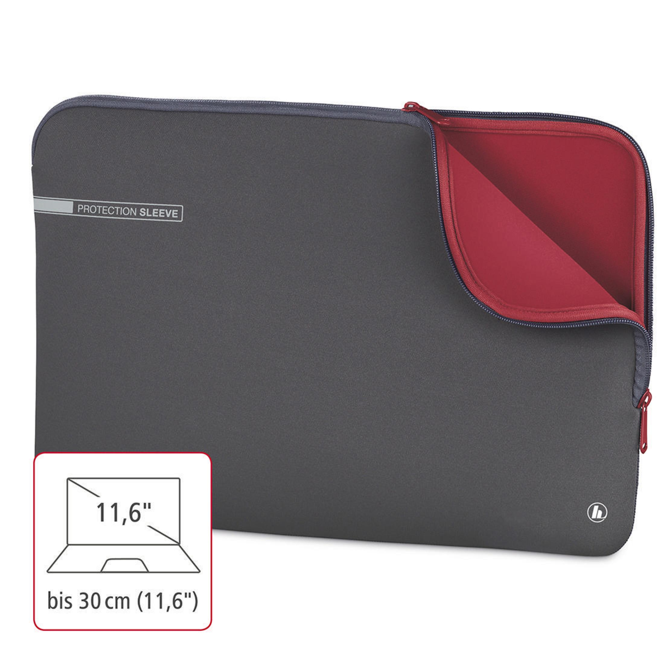 für 11.6 Universal Notebooktasche NEO HAMA Neopren, NB-SLE Sleeve Grau/Rot GR 101548