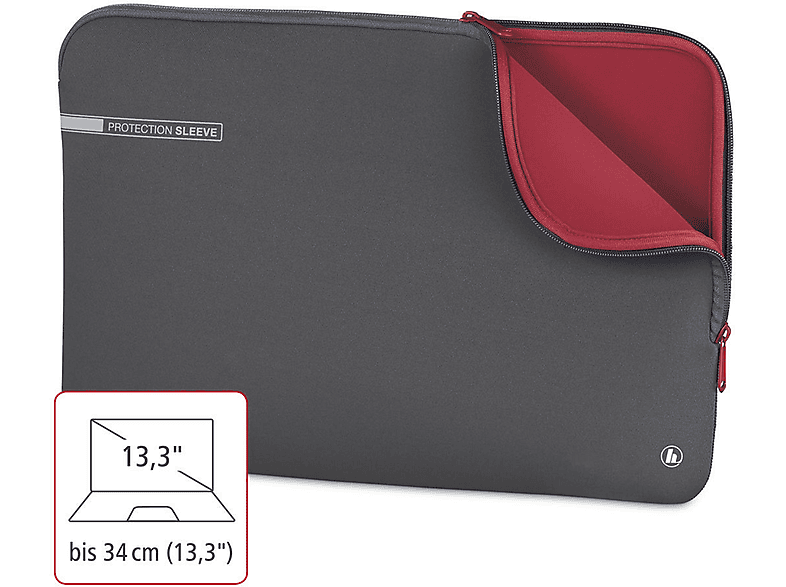 Grau/Rot GRAU NEOPRENE HAMA Sleeve Notebooktasche 185626 NB SLEEVE Universal Neopren, für 14,1