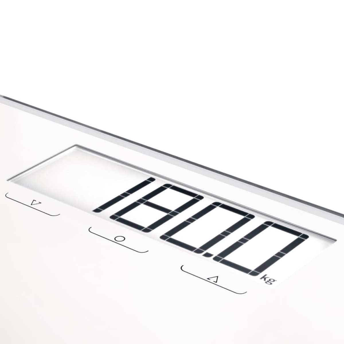 Bilancia digitale che mostra 180,0 kg, con comandi e superficie bianca, primo piano.