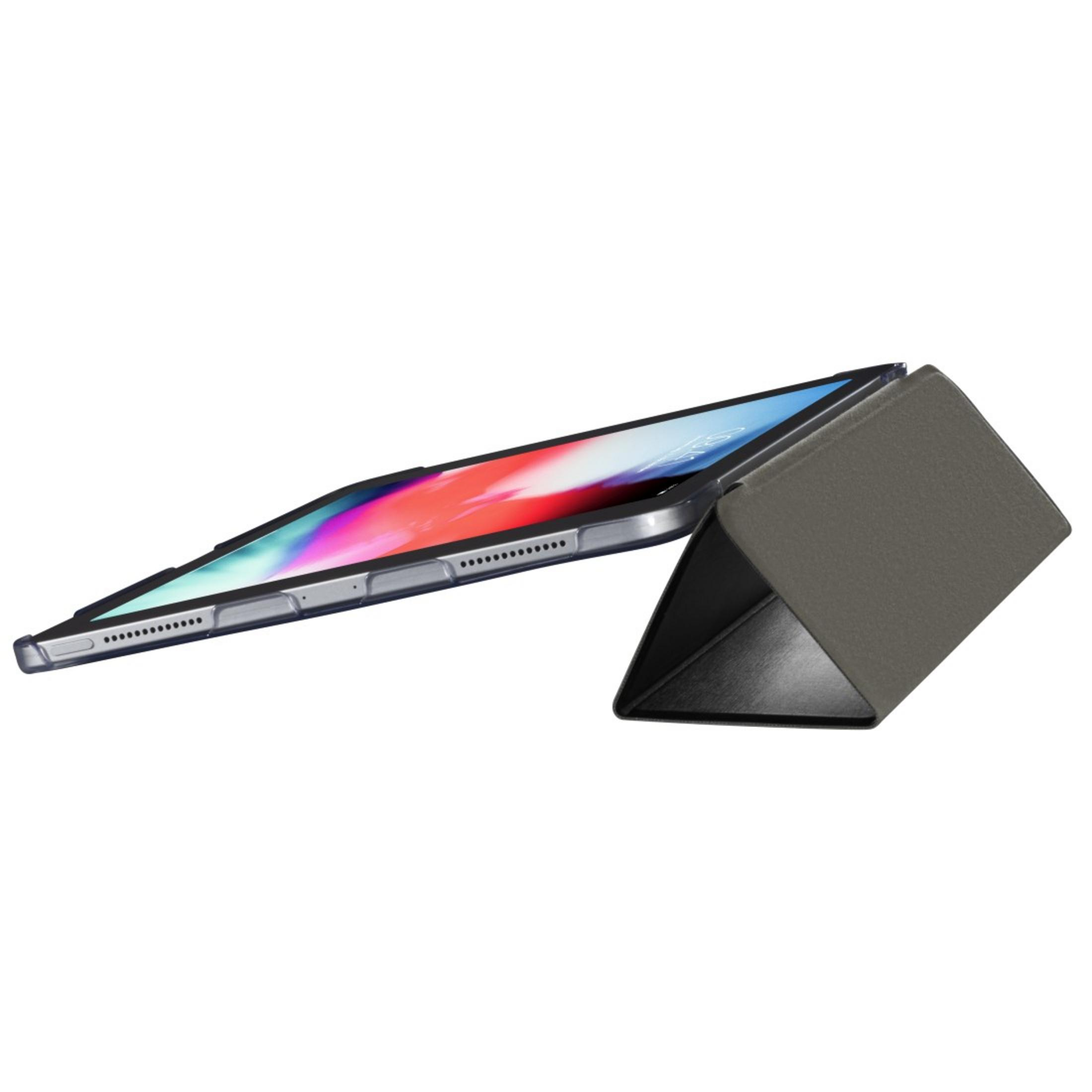 Tablet mit hochgestellter Hülle. Die Hülle ist grau. Der Bildschirm ist sichtbar.