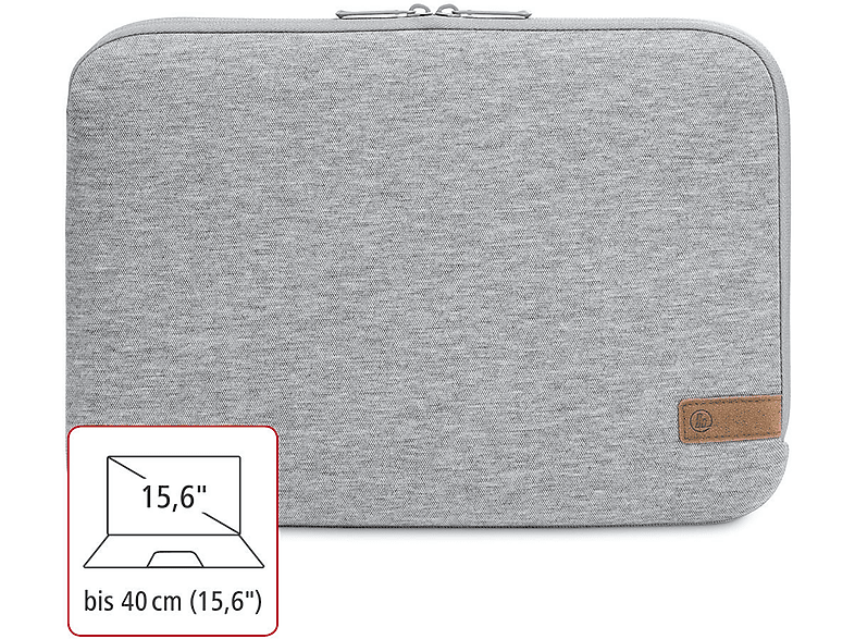 HAMA 101807 NB-SLE JERSEY 15.6 HELLGRAU Notebooktasche Sleeve für Universal Jersey, Hellgrau