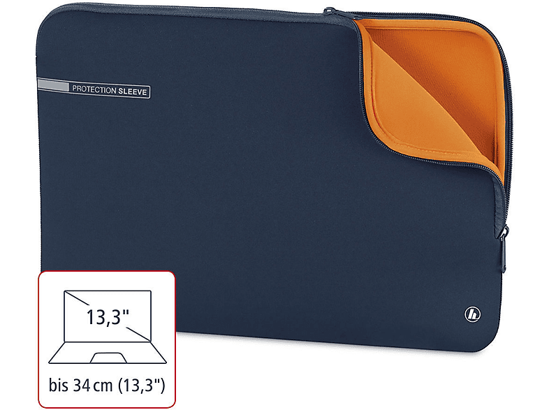 HAMA Notebooktasche Neopren, NB-SLE 101553 NEO BL Blau/Orange für Sleeve Universal 13.3