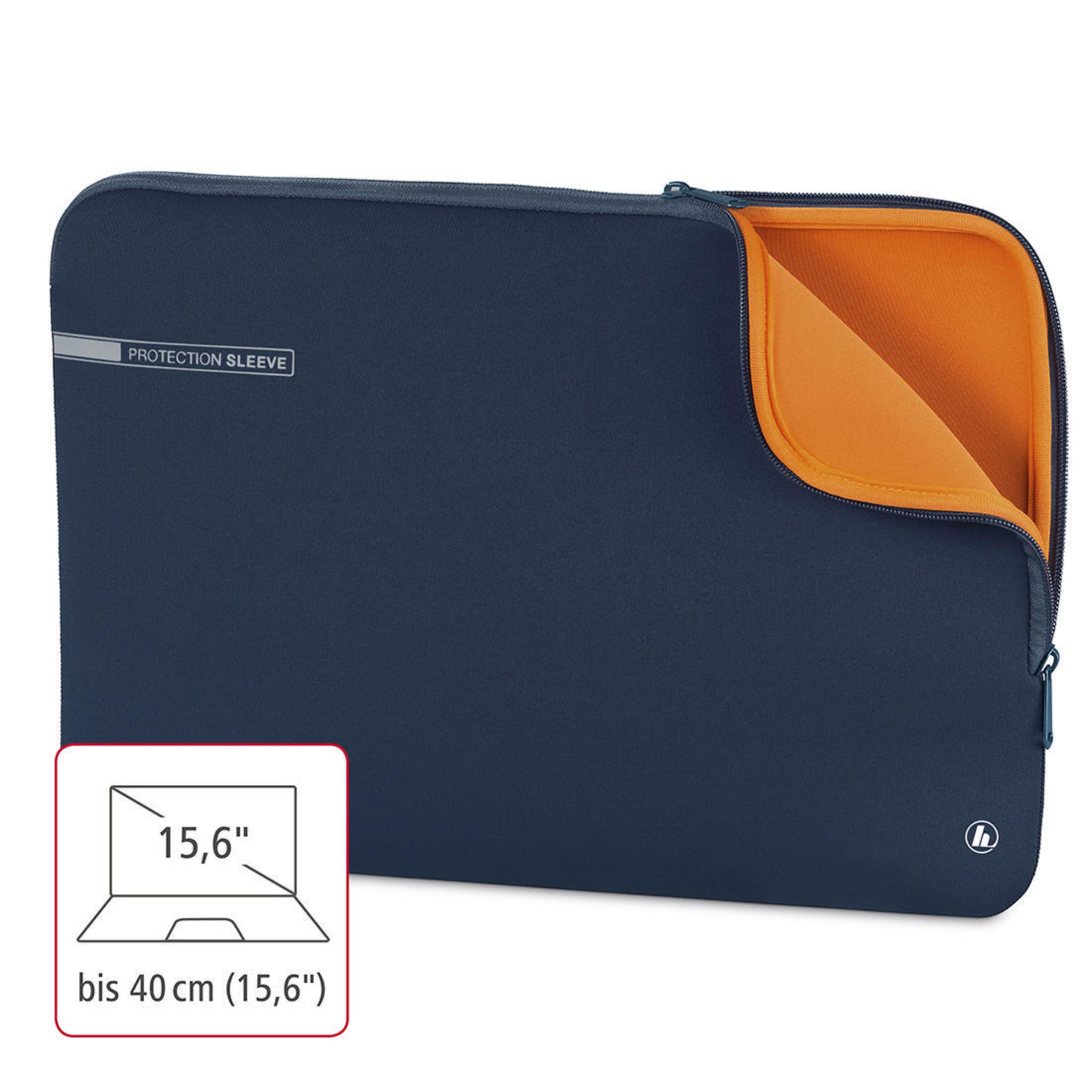 HAMA 101554 NB-SLE für Blau/Orange Sleeve BL Notebooktasche Neopren, Universal 15.6 NEO