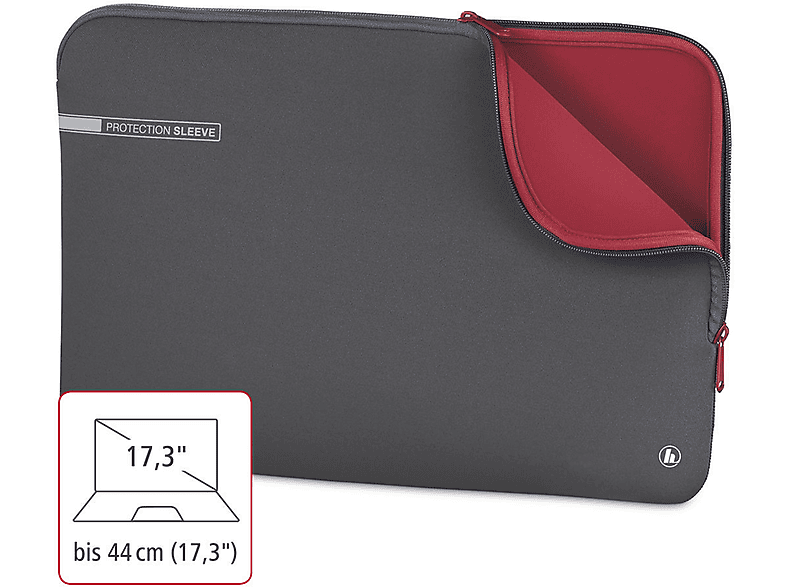 Universal GR Neopren, Notebooktasche Sleeve HAMA NB-SLE Grau/Rot 101551 für 17.3 NEO