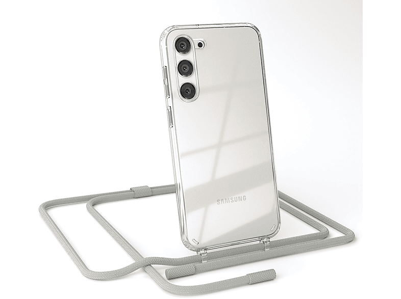 EAZY CASE Transparente / Grau unifarbend, Taupe Samsung, mit Kette Umhängetasche, Plus, S23 Beige Handyhülle runder Galaxy