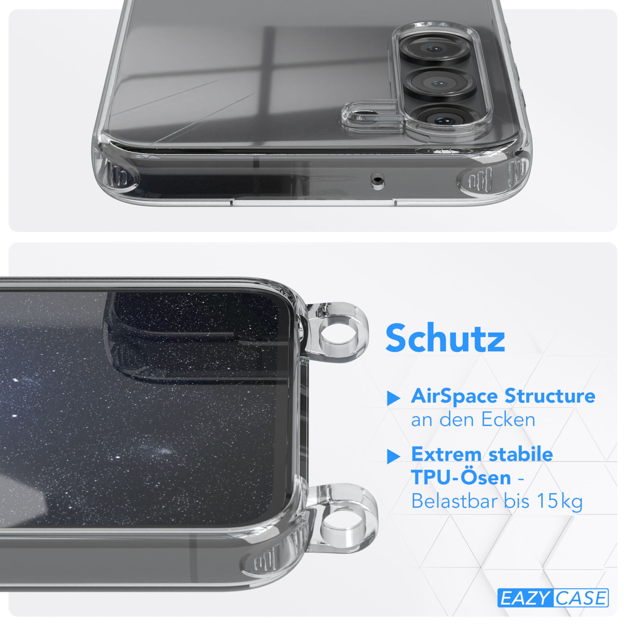 EAZY CASE S23, Galaxy / mit runder Handyhülle Transparente unifarbend, Umhängetasche, Nachtblau Samsung, Kette Dunkelblau