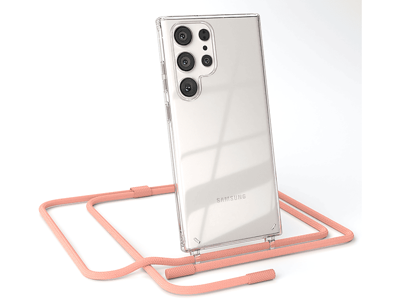 Samsung, unifarbend, mit Umhängetasche, Ultra, Altrosa CASE Kette Handyhülle / Transparente S23 Coral Galaxy runder EAZY