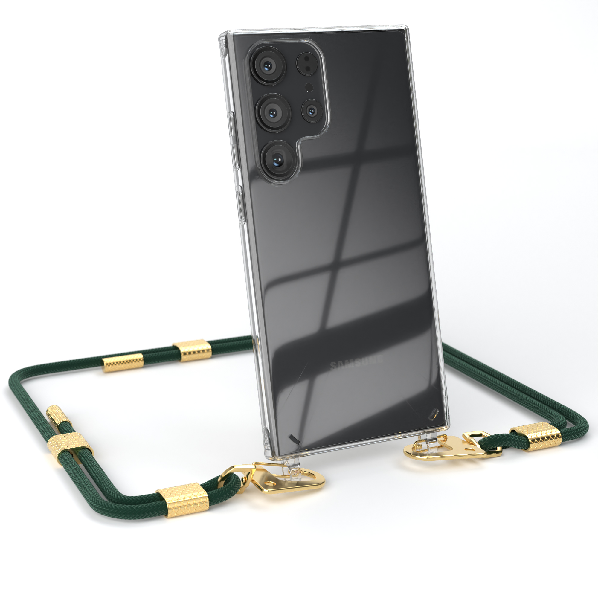 Gold + CASE mit / Nachtgrün Galaxy Umhängetasche, S23 EAZY Handyhülle Transparente Kordel runder Samsung, Ultra, Karabiner,