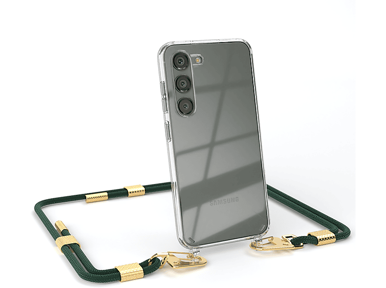 Karabiner, Transparente mit EAZY Galaxy Handyhülle + / Gold Umhängetasche, S23, Nachtgrün Samsung, Kordel runder CASE